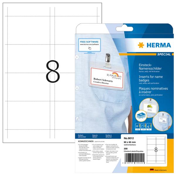 HERMA 9012 etichetta per stampante Bianco Etichetta per stampante non adesiva (HERMA Special - etiketter for navneski)