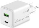 MediaRange 45W GaN Schnellladeadapter (EU-Stecker), 1x USB-C und 1x USB-A, untersttzt USB-C Power Delivery und Quick Charge?, Wei (MRMA113-2)