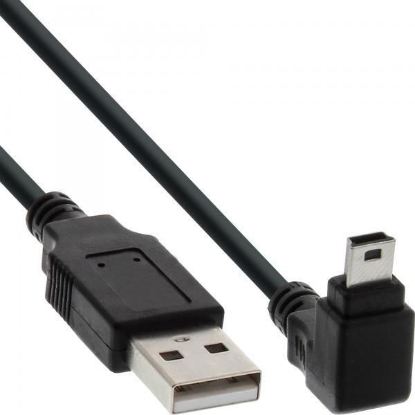 InLine Cavo USB 2.0 Mini, A M / Mini B M (5pol.), 1m, Angolato v/ Basso, nero
