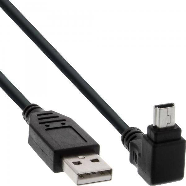 InLine Cavo USB 2.0 Mini, A M / Mini B M (5pol.), 1m, Angolato v/ Alto, nero