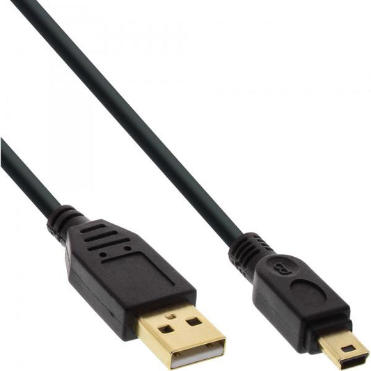 InLine Cavo USB 2.0 Mini, A M / Mini B M (5pol.),1m, dorato, nero
