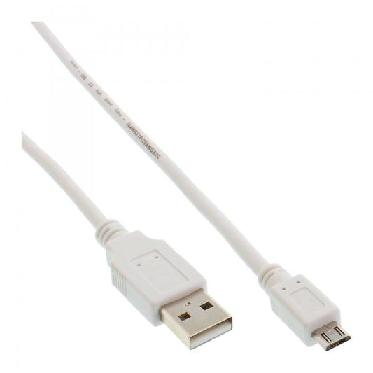 InLine Cavo USB 2.0 Micro, A maschio / Micro B maschio, 5m, bianco
