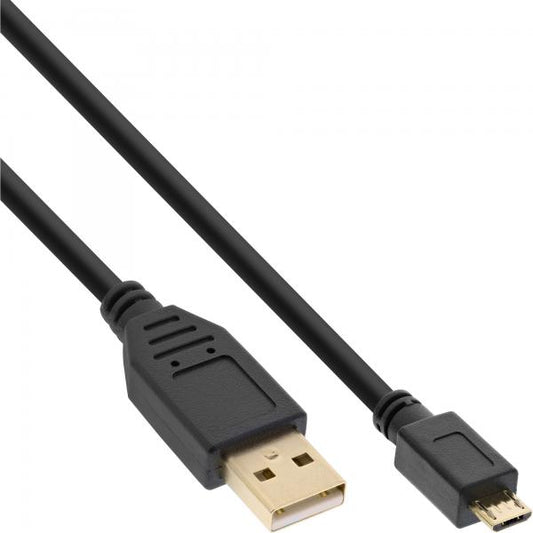 InLine Cavo USB 2.0 Micro, A maschio / Micro B maschio, 1m, dorato, nero