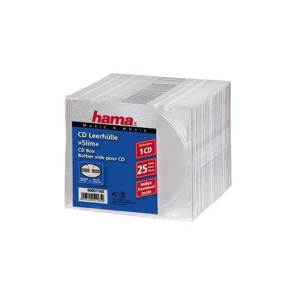 Hama CD Slim Box, 25 pcs./pack 1 dischi Trasparente
