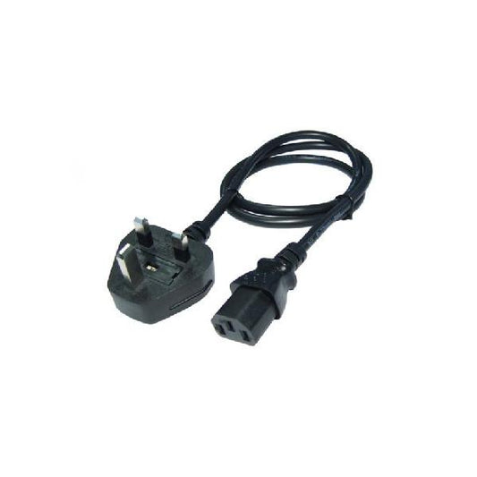 1m UK Plug to C13 Mains Lead - Black
