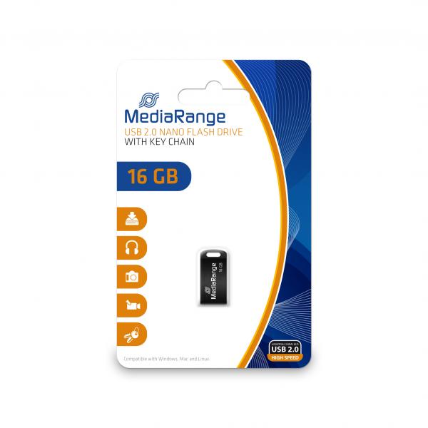 MediaRange MR921 unit flash USB 16 GB USB tipo A 2.0 Nero (MediaRange Nano - USB- Flash- drive -)