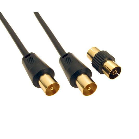 2m TV Cable with Female Coupler - Black