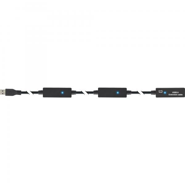 InLine Cavo USB 3.2 Gen.1 M-F, Attivo, prolunga, nero, 15mt