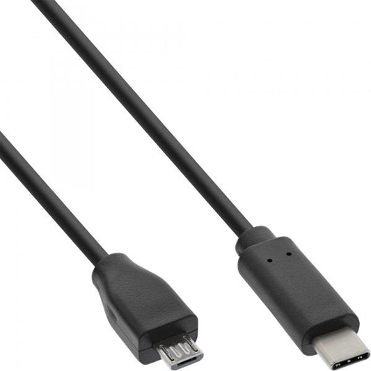 InLine Cavo USB 2.0 Micro, C M / Micro B M, 2m, 3A@1m, 0,5A@2m, nero