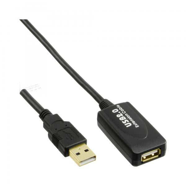 InLine Cavo USB 2.0 A M / A F, 5m, Attivo "Repeater", prolunga, nero