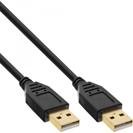 InLine Cavo USB 2.0 A maschio / A maschio, 3m, dorato, nero