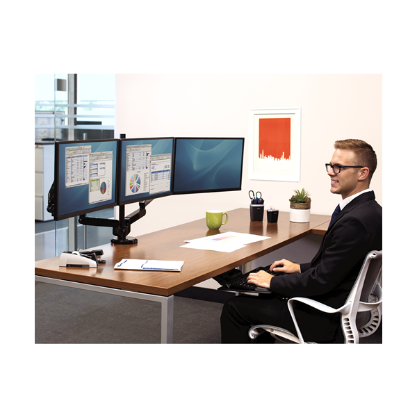 Fellowes Platinum Series 8042601 Supporti a parete per TV 76,2 cm [30] Nero (Fellowes 8042601 Platinum Series Triple Monitor Arm)