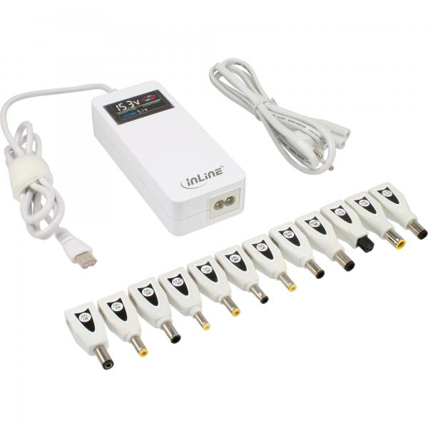 InLine Alimentatore univ.Notebook con Display, 15-20V e USB 5V, 90W, 12 Plugs