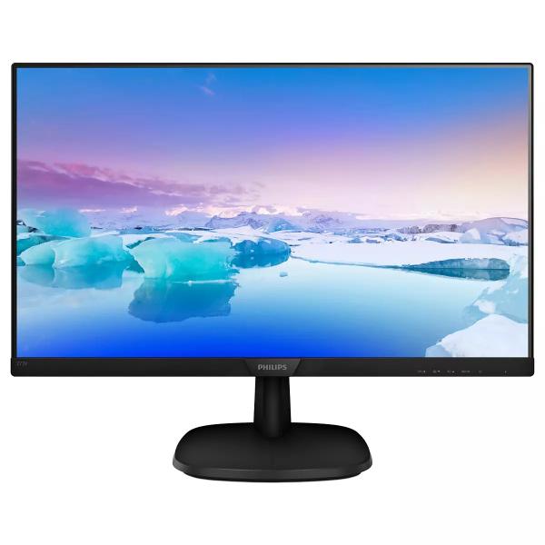 Monitor Philips 273V7QJAB - Display 27 pollici Wide W-LED - 16:9 - 1920x1080 Full-HD - Luminosità 250 cd/m2 - Contrasto 1000:1, Din. 10.000.000:1 - 4ms (GtG) - VGA, Hdmi, DisplayPort - Multimediale 2