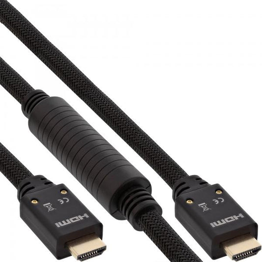 InLine Cavo HDMI 2.0, attivo, 4K2K, guaina nylon, 20m, High Speed, Ethernet