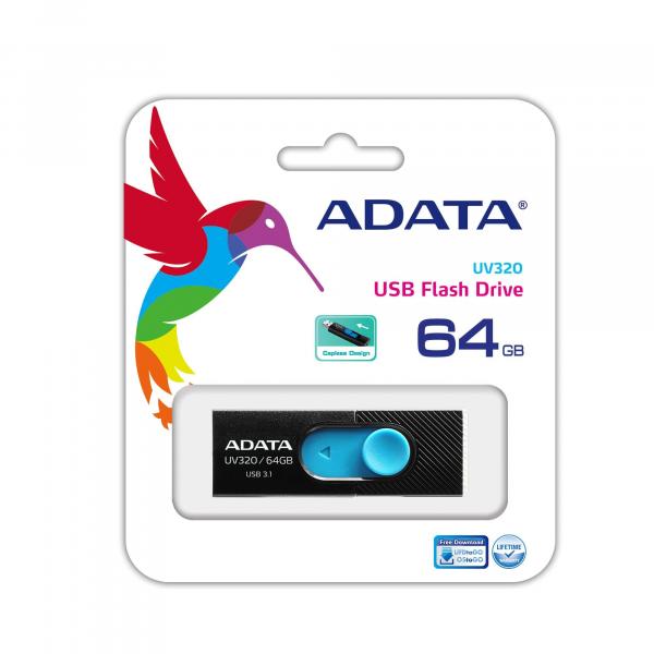 ADATA UV320 unità flash USB 64 GB USB tipo A 3.2 Gen 1 (3.1 Gen 1) Nero, Blu