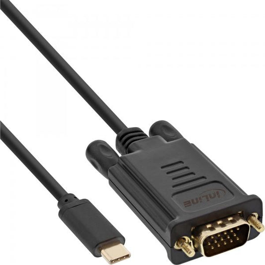 InLine Cavo USB display , spina USB-C a spina VGA (DP Alt mode), nero, 2m