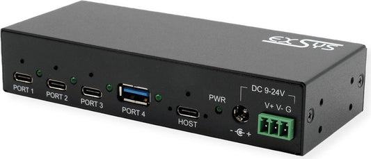 EXSYS GmbH 4-Port Metall USB 3.2 Gen 2x1 mit 3x USB-C- und 1x USB-A (EX-12293HMS)