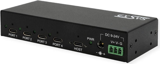 EXSYS GmbH 4-Port Metall USB 3.2 Gen 2x1 mit 4x C-Anschluss, 3A Power (EX-12294HMS)