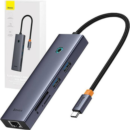 Hub 7w1 Baseus UltraJoy 7 zum Verkauf (USB-C oder 1xHDMI4K@30Hz + 2xUSB 3.0 + 1xPD +RJ45 + SD/TF3.0) (B00052805813-00)