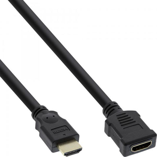 InLine Cavo HDMI 1.3, Prolunga, 1m, 3D, dorato, nero, M-F HDMI-High Speed