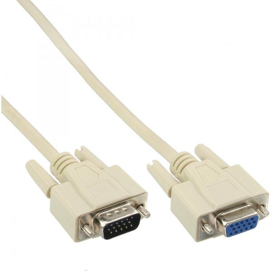 InLine Cavo VGA 15poli HD maschio / femmina, 5m, beige