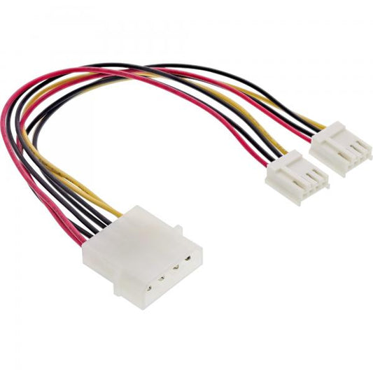 InLine Cavo di alimentazione int. Da 4pin 5,25"m a 2x 4pin Floppy 3,5" F, 0,2m