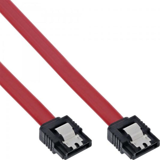 InLine Cavo SATA I (1,5Gb/s), SATA a SATA, 0.5m, rosso, chiusura a scatto