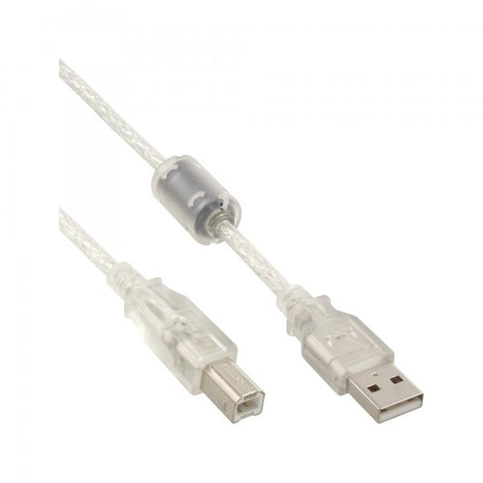 InLine Cavo USB 2.0 A maschio / B maschio, 0,5m, Ferrite, trasparente