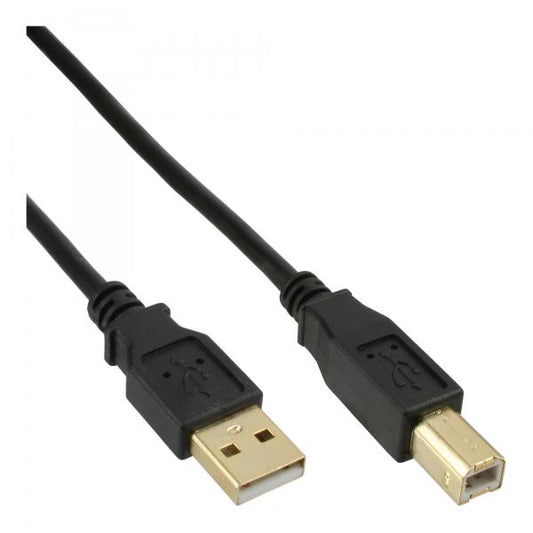 InLine Cavo USB 2.0 A maschio / B maschio, 2m, dorato, nero