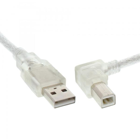 InLine Cavo USB 2.0 A maschio / B maschio, 2m, Angolato Destra, trasparente