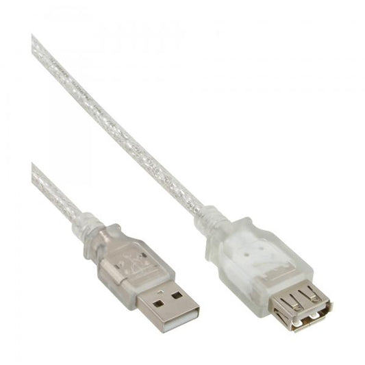 InLine Cavo USB 2.0 A maschio / A femmina, 3m, prolunga, trasparente