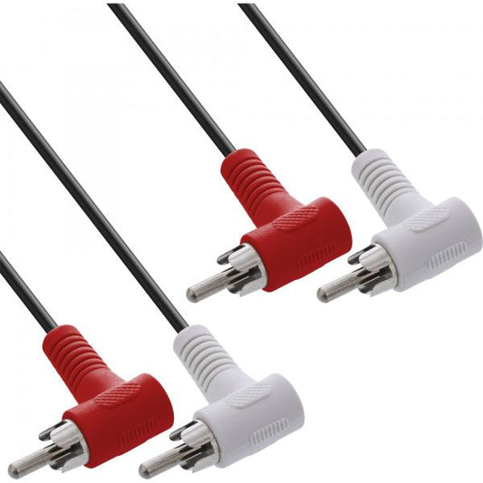 InLine Cavo Audio 2x RCA maschio / maschio, 1,2m, angolato 90