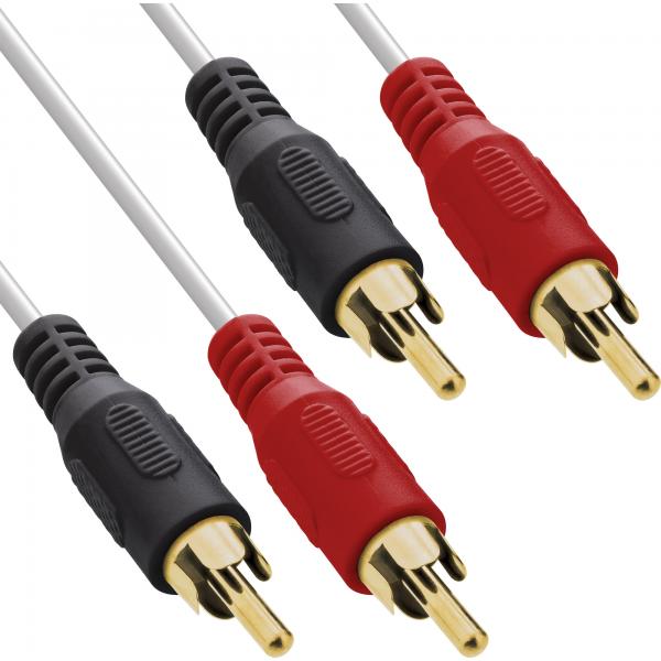 InLine Cavo Audio 2x RCA maschio / maschio, 3m, dorato, bianco