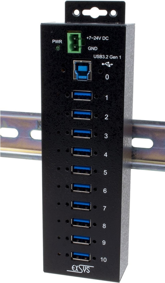Exsys USB 3.2 Gen1 HUB 10-Port Managed N. inkl.USB-Kabel DIN-Rail-Kit (EX-1580SHMVS)