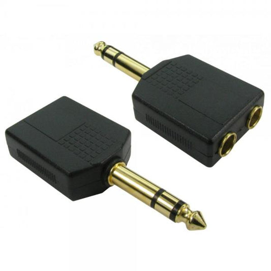6.35mm [M] to 2x 6.35mm [F] Stereo Splitter - Gold Pins