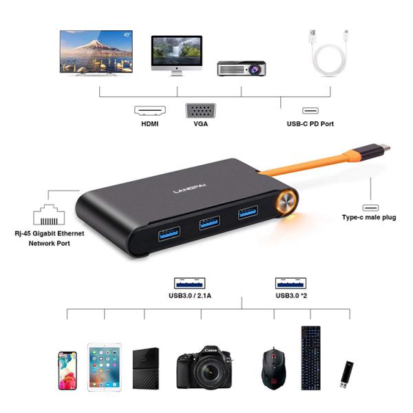 EXSYS EX-1220HM hub di interfaccia USB 3.2 Gen 1 (3.1 Gen 1) Type-C 5000 Mbit/s Nero