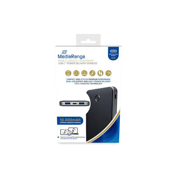 MediaRange MR753 batteria portatile Polimeri di litio (LiPo) 10000 mAh Nero