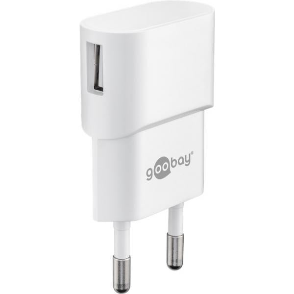 Goobay 44948 Caricabatterie per dispositivi mobili Universale Nero AC Interno (Goobay USB Charger. 1x USB Port. White)