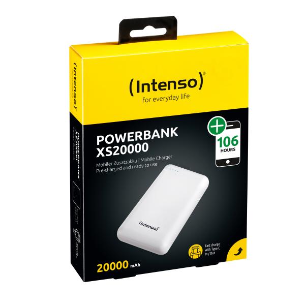 Intenso XS20000 Powerbank Zusatzakku LiPo 20000 mAh 7313552 batteria portatile Polimeri di litio (LiPo) Bianco