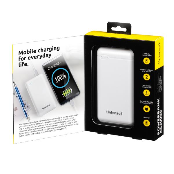 Intenso XS20000 Powerbank Zusatzakku LiPo 20000 mAh 7313552 batteria portatile Polimeri di litio (LiPo) Bianco