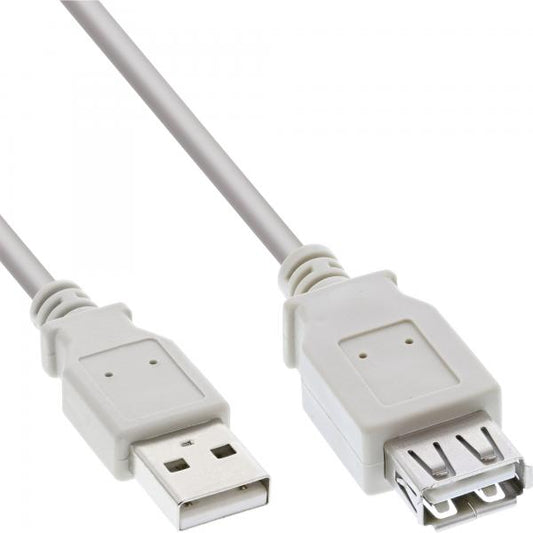InLine Cavo USB 2.0 A maschio / A femmina, 2m, prolunga, grigio
