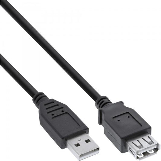 InLine Cavo USB 2.0 A maschio / A femmina, 2m, prolunga, nero