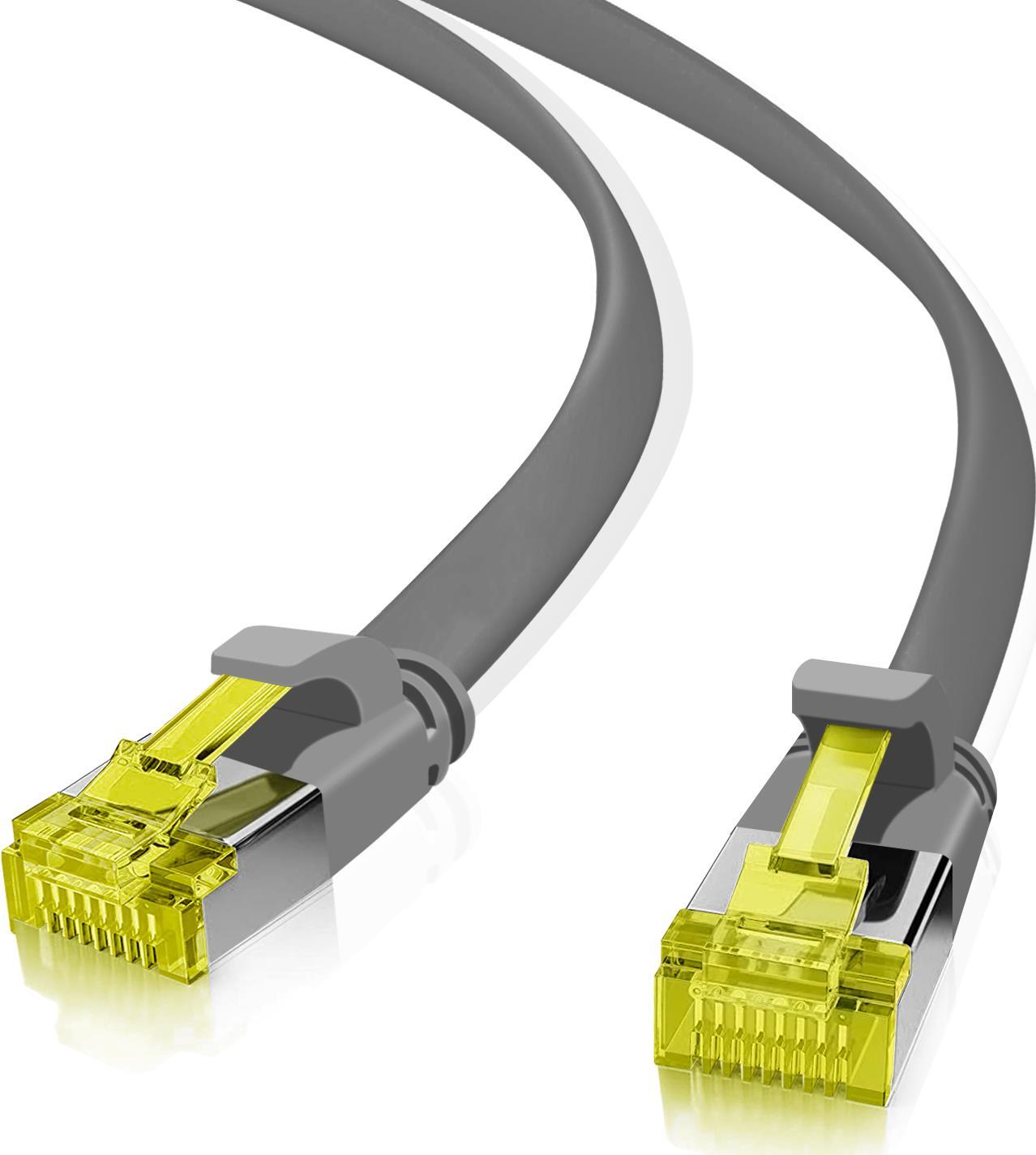 Helos - Patch-Kabel - RJ-45 (M) zu RJ-45 (M) - 2 m - U/FTP - CAT 6a - flach - Grau