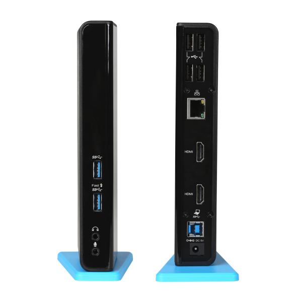 i-tec U3DUALHDMIDOCKUK replicatore di porte e docking station per laptop Cablato USB 3.2 Gen 1 [3.1 Gen 1] Type-A Nero (Hybrid USB-A 3.0/USB-C/Thunerb)