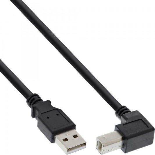 InLine Cavo USB 2.0 A maschio / B maschio, 0,5m, Angolato v/ Basso, nero