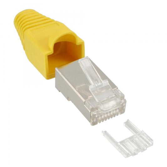 InLine Connettore a crimpare RJ45 schermato, antipiega, guida, giallo, 10pz.
