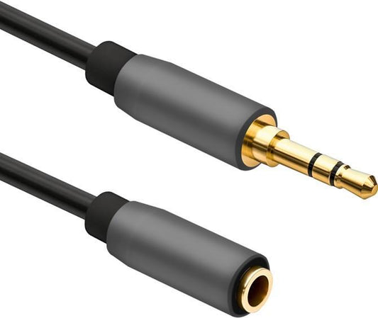 Helos Verlngerungskabel, Klinke 3,5mm St./Buchse 3 Pin, PREMIUM, 0,5m, schwarz Klinke 3,5mm Stecker/Klinke 3,5mm Buchse 3 Pin , PREMIUM , Aluminium-Gehuse , vergoldete Kontakte , ROHS 2.0 und REACH