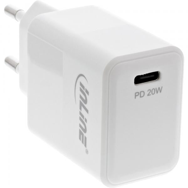 InLine Caricabatterie USB PD USB Tipo C singolo USB, alimentazione, 20W, bianco