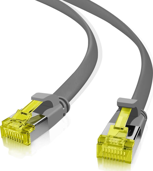 Helos - Patch-Kabel - RJ-45 (M) zu RJ-45 (M) - 50 cm - U/FTP - CAT 6a - flach - Grau